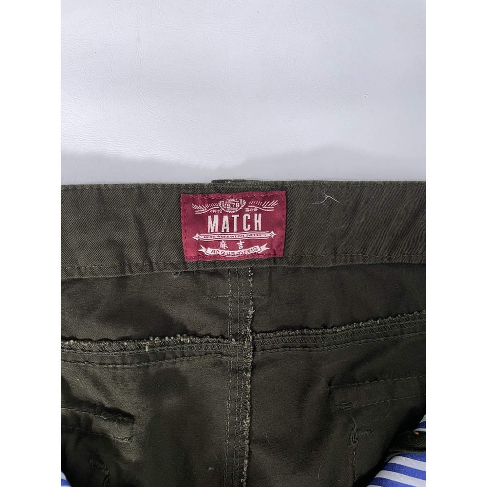 MATCHSTICK Match Men's Cargo Pants Dark Olive Army Green 30x31 8 Pockets - Picture 12 of 15